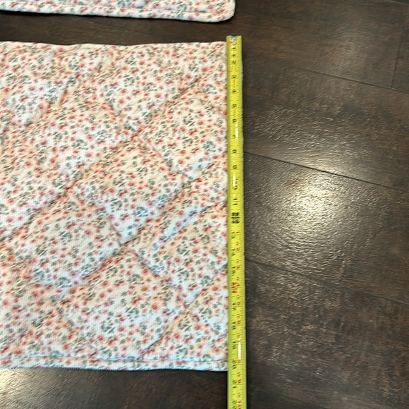 Pottery Barn Pink Floral Green Print  Corduroy European Shams  Set of 2 28x20 P - Picture 8 of 10